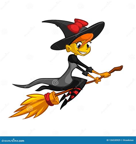 Cartoon with flying spells and witches